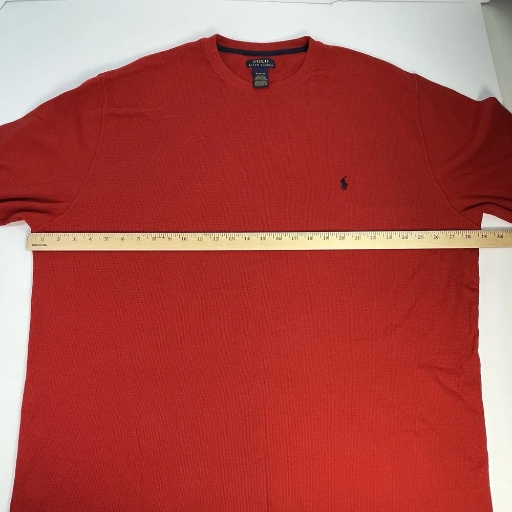 Polo Ralph Lauren Shirt Mens 4XL Waffle Knit Thermal Long Sleeve Pony Logo Red